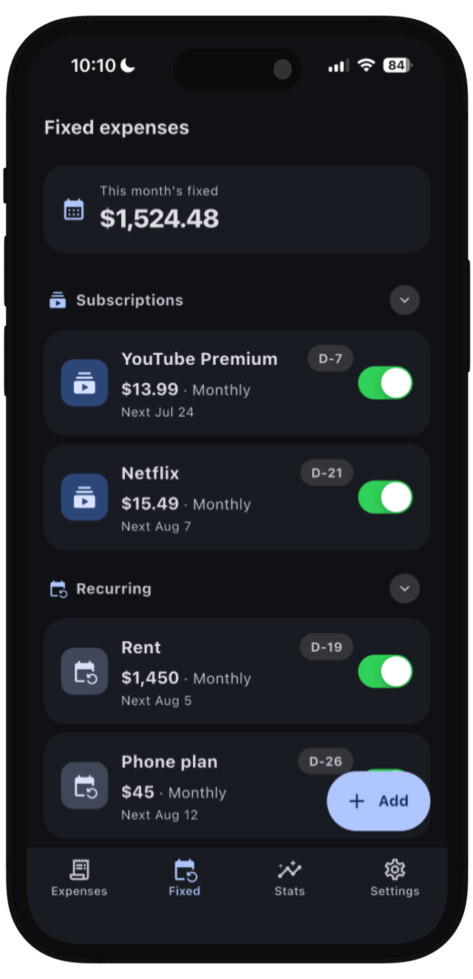 JangoLog — Screens from the app 2