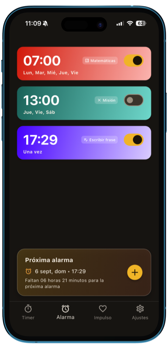 Waky Alarm — Pantallas de la app 2